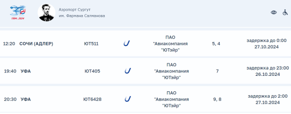 Вылет боинга Utair в Сочи из Сургута задерживается на 8 часов
